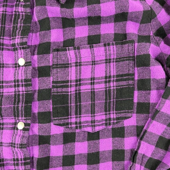 Weissman Womens Button Down Shirt Purple Black Plaid - Picture 4 of 8